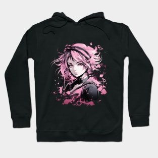 Anime inspired pink hair girl Hoodie